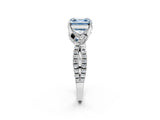 Platinum Fancy Blue Asscher Cut Solitaire Twist Pave Diamond Engagement Ring with Prong Setting_44
