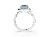 Platinum Fancy Blue Asscher  Halo Diamond Engagement Ring with Twisted Band and Four-Prong Setting 5