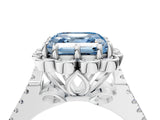 Platinum Fancy Blue Asscher  Halo Diamond Floral Split Shank Engagement Ring 5