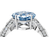 Platinum Fancy Blue Asscher  Solitaire Diamond Engagement Ring with Pave Band and Four-Prong Setting 4