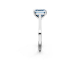 Platinum Fancy Blue Asscher  Solitaire Diamond Ring with Four-Prong Setting and Tapered Band 2