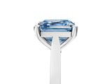 Platinum Fancy Blue Asscher  Solitaire Diamond Ring with Four-Prong Setting and Tapered Band 5