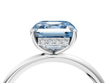 Platinum Fancy Blue Asscher  Solitaire Diamond Ring with a Classic Band and Four-Prong Setting 5