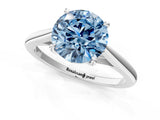 Platinum Fancy Blue Asscher  Solitaire Engagement Ring with Four-Prong Setting and Classic Band 3