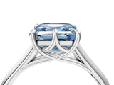Platinum Fancy Blue Asscher  Solitaire Engagement Ring with Six-Prong Setting and Classic Band 4