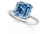 Platinum Fancy Blue Asscher  Solitaire Twist Band Ring with Four-Prong Setting_3