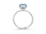 Platinum Fancy Blue Asscher  Solitaire Twist Band Ring with Four-Prong Setting_5