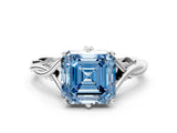 Platinum Fancy Blue Asscher  Solitaire Twist Band Six-Prong Setting 1