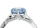 Platinum Fancy Blue Asscher  Solitaire Twist Band Six-Prong Setting 5