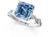 Platinum Fancy Blue Asscher  Solitaire Twisted Band with Prong Setting 2