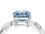 Platinum Fancy Blue Asscher  Solitaire Twisted Pave Diamond Ring with Four-Prong Setting_4