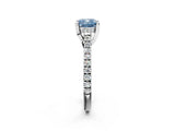 Platinum Fancy Blue Cushion  Brilliant Diamond Solitaire with Pavé Band and Four-Prong Setting 2
