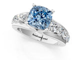 Platinum Fancy Blue Cushion  Brilliant Solitaire with Side Stones on a Pave Band and Four-Prong Setting_25