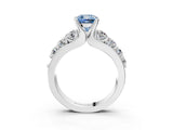 Platinum Fancy Blue Cushion  Brilliant Solitaire with Side Stones on a Pave Band and Four-Prong Setting_27