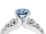 Platinum Fancy Blue Cushion  Brilliant Solitaire with Side Stones on a Pave Band and Four-Prong Setting_28