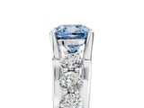 Platinum Fancy Blue Cushion  Brilliant Solitaire with Side Stones on a Pave Band and Four-Prong Setting_29