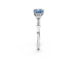 Platinum Fancy Blue Cushion Cut Brilliant Three-Stone Pave Band with Four-Prong Setting_8