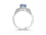 Platinum Fancy Blue Cushion Cut Brilliant Three-Stone Pave Band with Four-Prong Setting_9