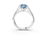 Platinum Fancy Blue Cushion Cut Cut Diamond Channel Set Pave Band with Tension Prong Setting_9