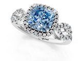 Platinum Fancy Blue Cushion Cut Cut Halo Diamond Infinity Band with Four-Prong Setting_13