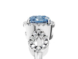 Platinum Fancy Blue Cushion Cut Cut Halo Diamond Infinity Band with Four-Prong Setting_17