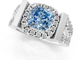 Platinum Fancy Blue Cushion Cut Cut Halo Split Shank Prong Set Ring_37