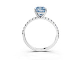 Platinum Fancy Blue Cushion Cut Diamond Brilliant Solitaire Ring with Pavé Band and Four-Prong Setting_39