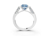 Platinum Fancy Blue Cushion Cut Diamond Channel Set Solitaire Ring with Four-Prong Setting_74