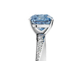 Platinum Fancy Blue Cushion Cut Diamond Engagement Ring with Side Stone Accents and Four-Prong Setting_17