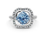 Platinum Fancy Blue Cushion Cut Diamond Floral Halo Split Shank Prong Setting Ring_36