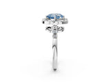 Platinum Fancy Blue Cushion Cut Diamond Floral Halo Split Shank Prong Setting Ring_38