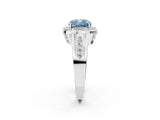 Platinum Fancy Blue Cushion Cut Diamond Halo Ring with Split Shank and Bezel Accents and Prong Setting_14