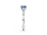 Platinum Fancy Blue Cushion  Cut Diamond Ring with Baguette Side Stones, Channel Set Band, and Four-Prong Setting_26