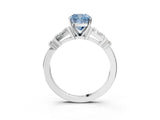Platinum Fancy Blue Cushion  Cut Diamond Ring with Baguette Side Stones, Channel Set Band, and Four-Prong Setting_27