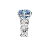Platinum Fancy Blue Cushion Cut Diamond Side Stone Engagement Ring with Four-Prong Setting_5