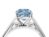 Platinum Fancy Blue Cushion Cut Diamond Solitaire Engagement Ring with Cathedral Setting and Four-Prong Mount_16