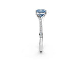 Platinum Fancy Blue Cushion Cut Diamond Solitaire Ring with Pavé Band and Prong Setting_26