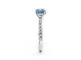 Platinum Fancy Blue Cushion Cut Diamond Solitaire Ring with Round  Pavé Band and Four-Prong Setting_38