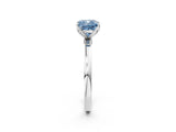 Platinum Fancy Blue Cushion Cut Diamond Solitaire Ring with Thin Band and Prong Setting_2