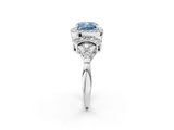 Platinum Fancy Blue Cushion Cut Halo Diamond Split Shank Engagement Ring with Four-Prong Setting_20