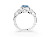 Platinum Fancy Blue Cushion Cut Halo Diamond Split Shank Engagement Ring with Four-Prong Setting_21