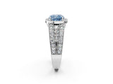 Platinum Fancy Blue Cushion Cut Halo Diamond Split Shank Ring with Prong Setting_14