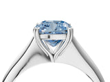 Platinum Fancy Blue Cushion Cut Solitaire Diamond Ring with Six-Prong Setting and Classic Band_27