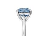 Platinum Fancy Blue Cushion Cut Solitaire Diamond Ring with Six-Prong Setting and Classic Band_28