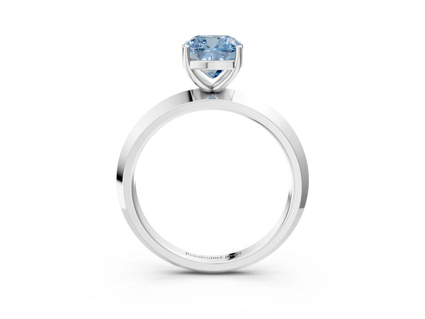 Platinum Cushion Cut Knife-Edge Solitaire Engagement Ring Setting for Fancy Blue Center