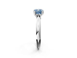 Platinum Fancy Blue Cushion  Cut Solitaire Engagement Ring with Tapered Band and Four-Prong Setting 3
