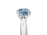 Platinum Fancy Blue Cushion  Cut Solitaire Engagement Ring with Tapered Band and Four-Prong Setting