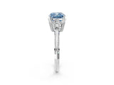 Platinum Fancy Blue Cushion Cut Solitaire Split Shank Pave Diamond Engagement Ring with Four-Prong Setting_8