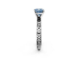 Platinum Fancy Blue Cushion  Solitaire Diamond Engagement Ring with XO Engraved Band and Four-Prong Setting 2