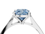 Platinum Fancy Blue Cushion  Solitaire Diamond Ring with Four-Prong Setting and Tapered Band 5